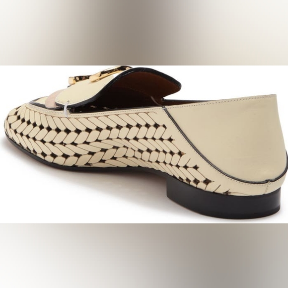 Chloe Logo Hardware Loafer White Cream Pink Corvette Perforated Leather 38EU - Picture 5 of 14